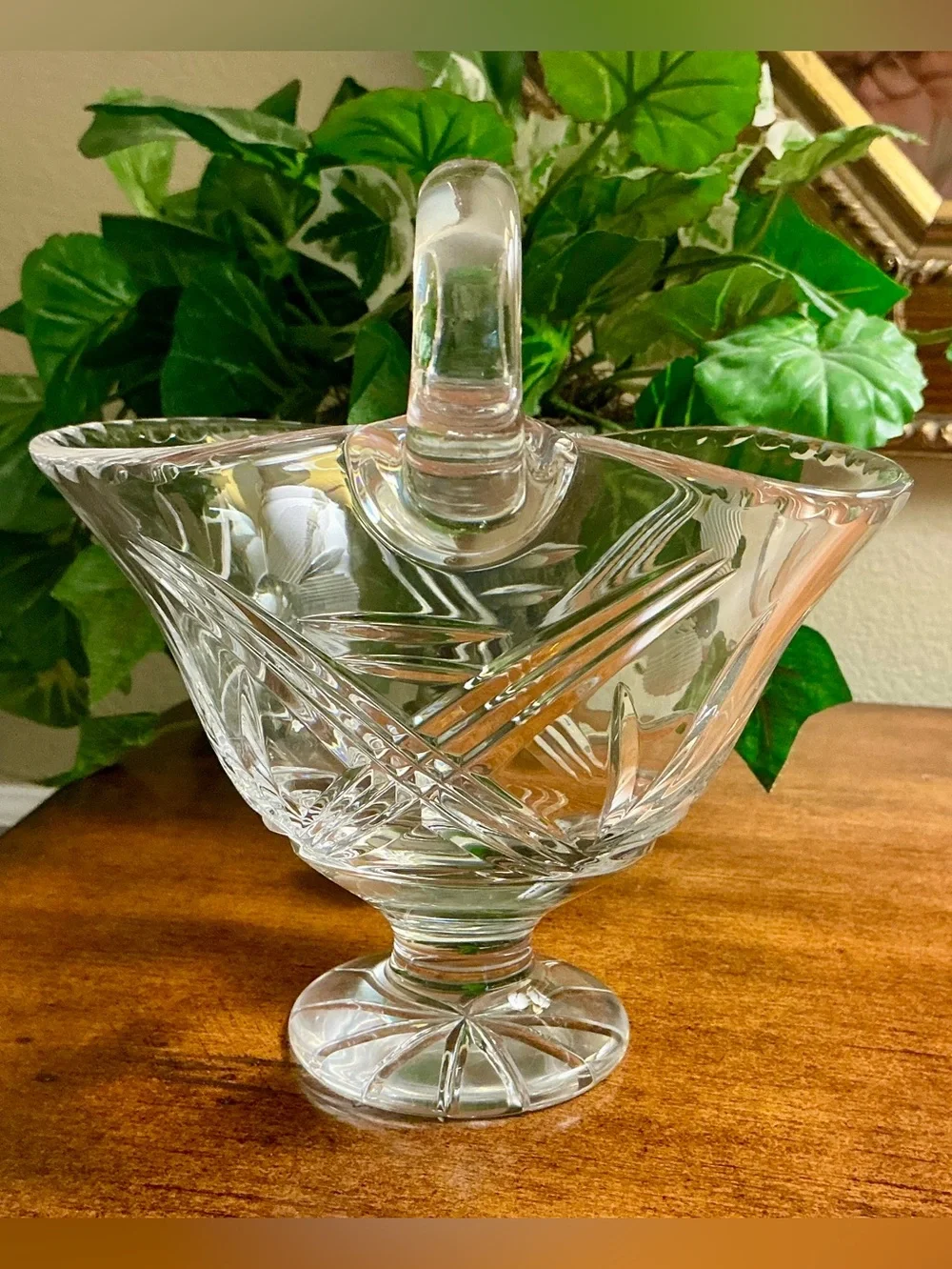 Vintage Clear Etched Crystal Gravy Bowl